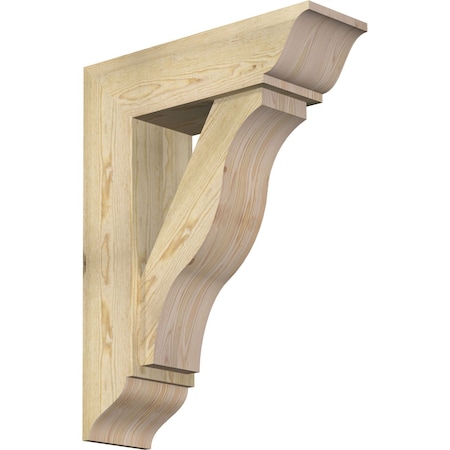 Ekena Millwork Funston Traditional Rough Sawn Bracket w/ Offset Brace, Douglas Fir, 8"W x 26"D x 34"H BKT0806X26X34FST01RDF